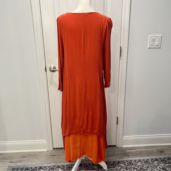 Hanyi Fushi Bohemian Raglan Style Two Tiered Loose Fit Long Sleeve Dress Medium - Picture 5 of 10